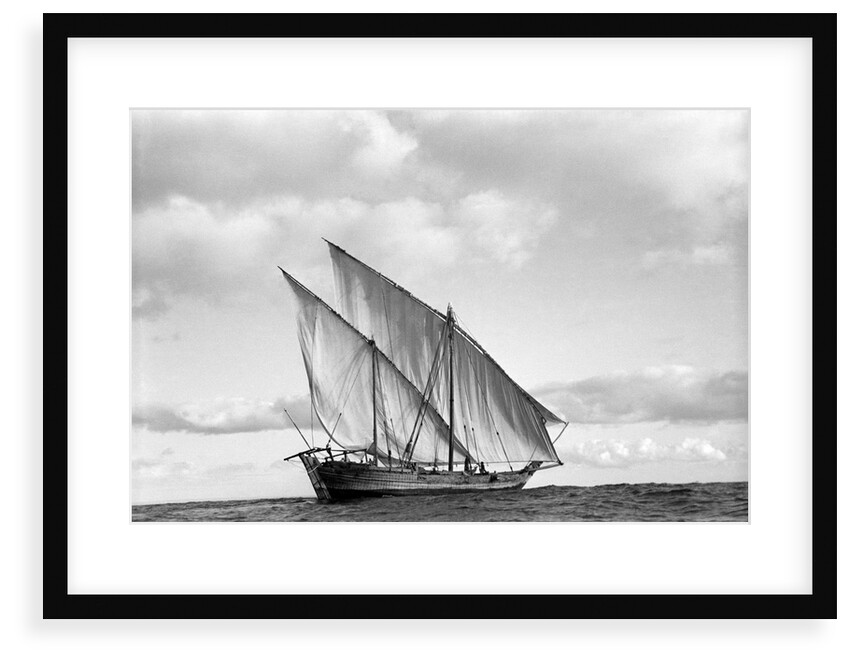 A lightly laden boom sailing towards Rufiji by Alan Villiers