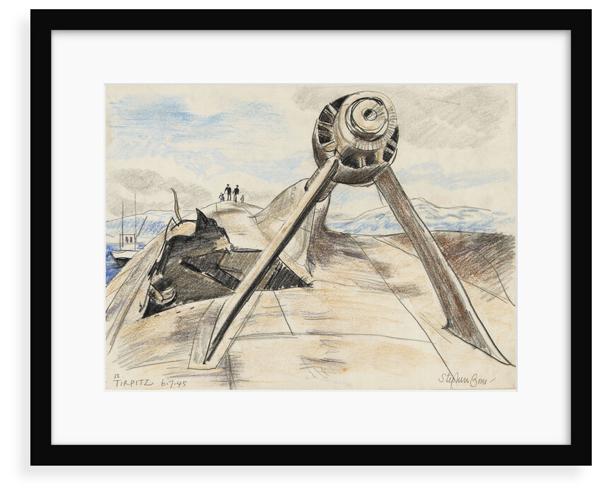 Tirpitz' 6.7.45 starboard propeller bracket and shaft by Stephen Bone