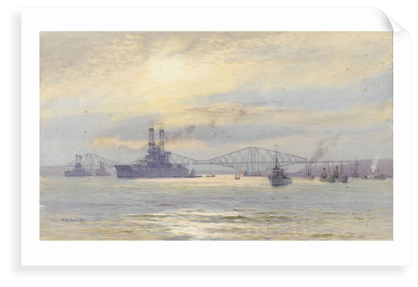 American battleship in the Firth of Forth by Alma Claude Burlton Cull