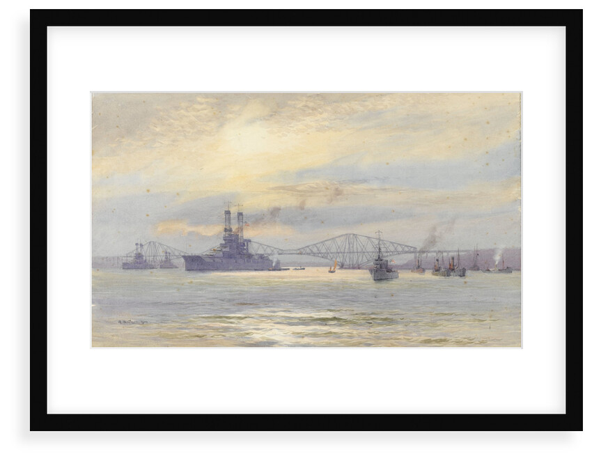 American battleship in the Firth of Forth by Alma Claude Burlton Cull