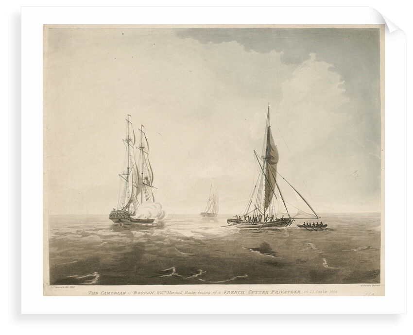 The 'Cambrian' of Boston, William Marshall Master, beating off a French cutter privateer on 23 October 1804 by Joseph Cartwright
