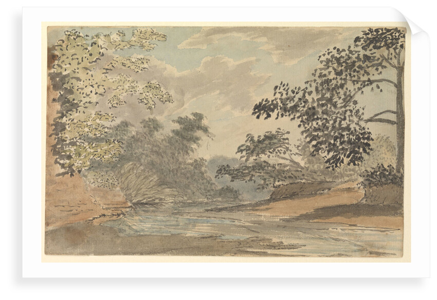 View up a river with wooded banks by Gabriel Bray