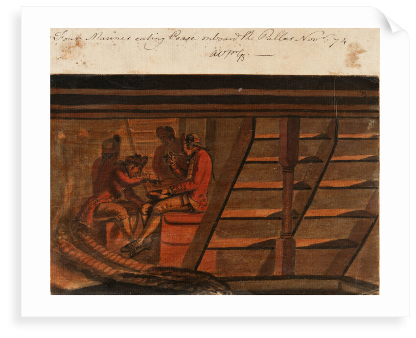 Four Marines eating Pease on board the Pallas, Novr 74 by Gabriel Bray