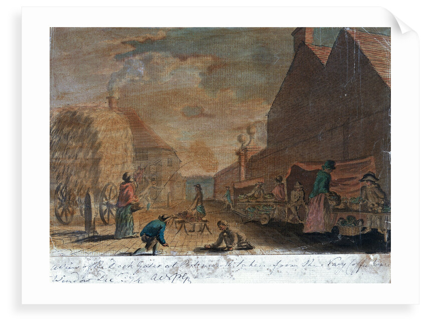 A view of the dock gates at Portsmouth taken from the Navy Coffee house window, December 1774 by Gabriel Bray