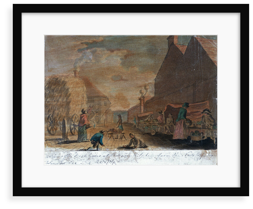 A view of the dock gates at Portsmouth taken from the Navy Coffee house window, December 1774 by Gabriel Bray