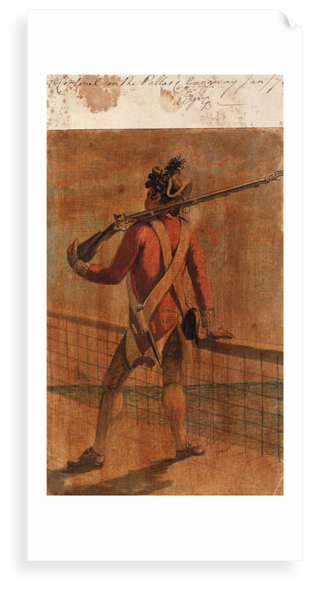 A sentinel on the 'Pallas's' gangway by Gabriel Bray
