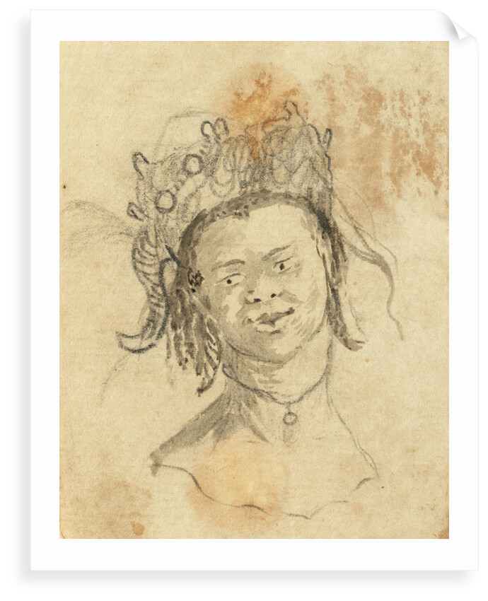 Head of a native wearing a headdress by Gabriel Bray