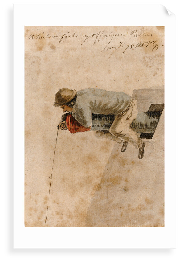 Bray Album: 'A Seaman fishing off a gun, January 1775' by Gabriel Bray