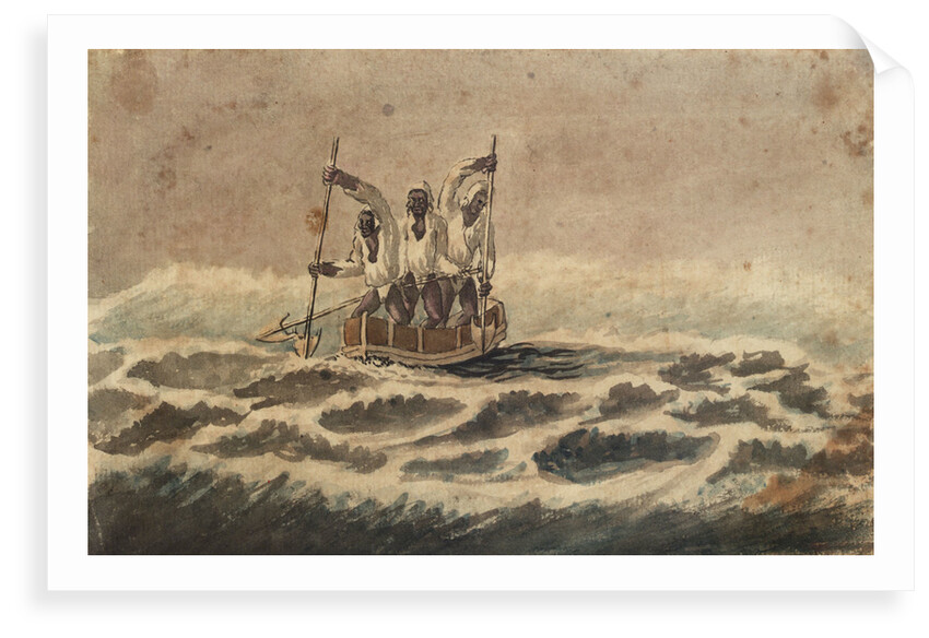 African canoe paddling through surf by Gabriel Bray