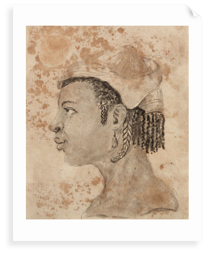 Head of a West African woman, wearing a hat, in left profile by Gabriel Bray