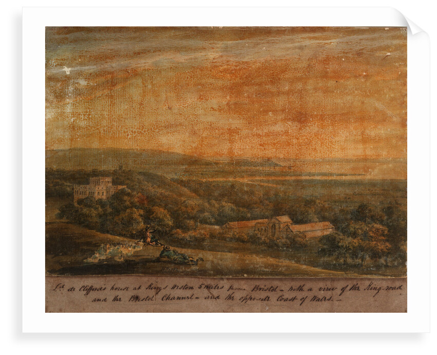 L[or]d de Cliffords house at Kings Weston 5 miles from Bristol - with a View of the King-road and the Bristol Channel - and the opposite coast of Wales by N. F.
