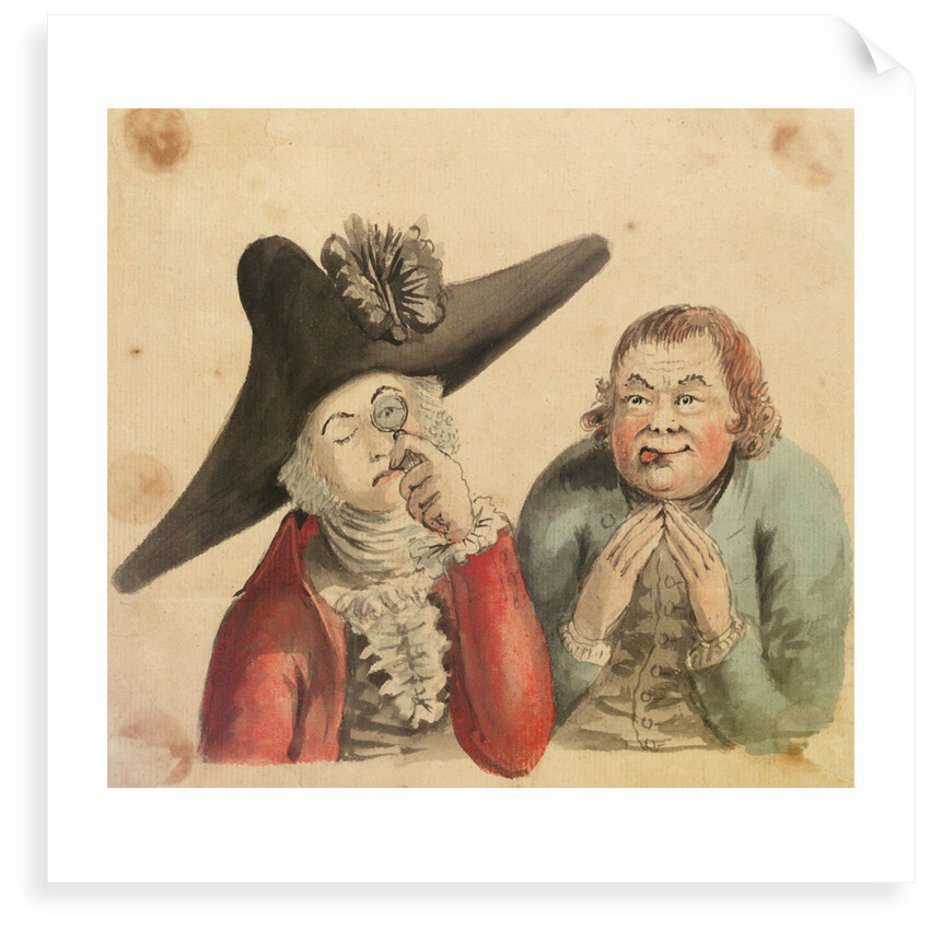Two male figures, one with a large cocked hat and a quizzing glass by Gabriel Bray