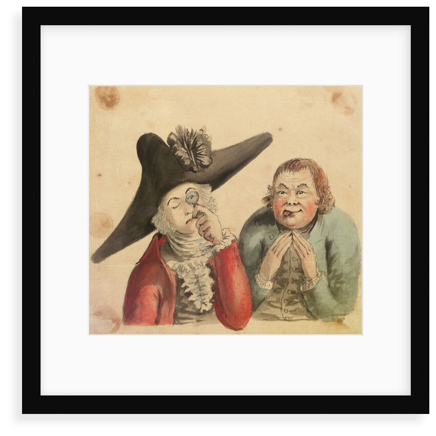 Two male figures, one with a large cocked hat and a quizzing glass by Gabriel Bray