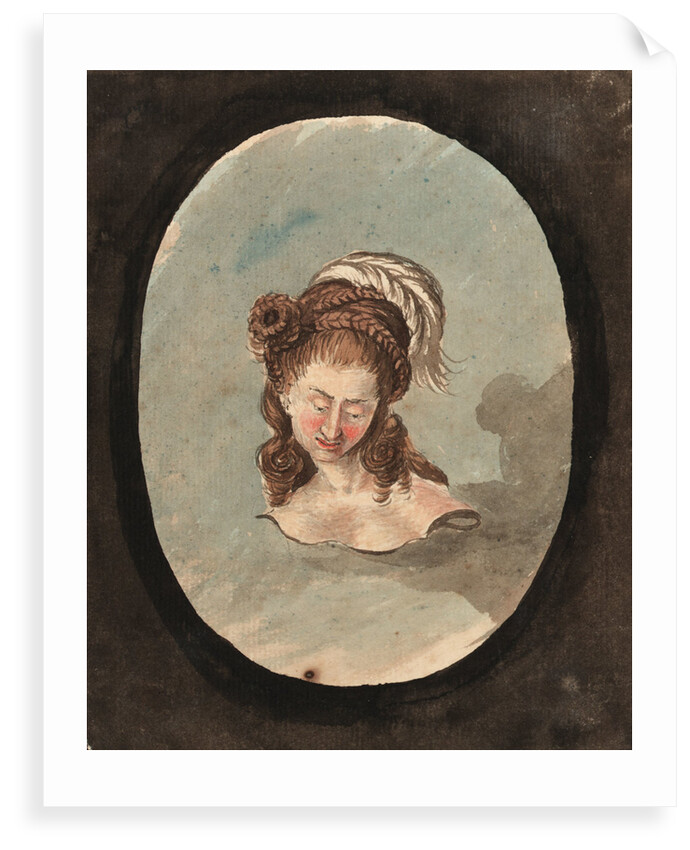 Head and shoulders of a woman with a feather in her hair by Gabriel Bray