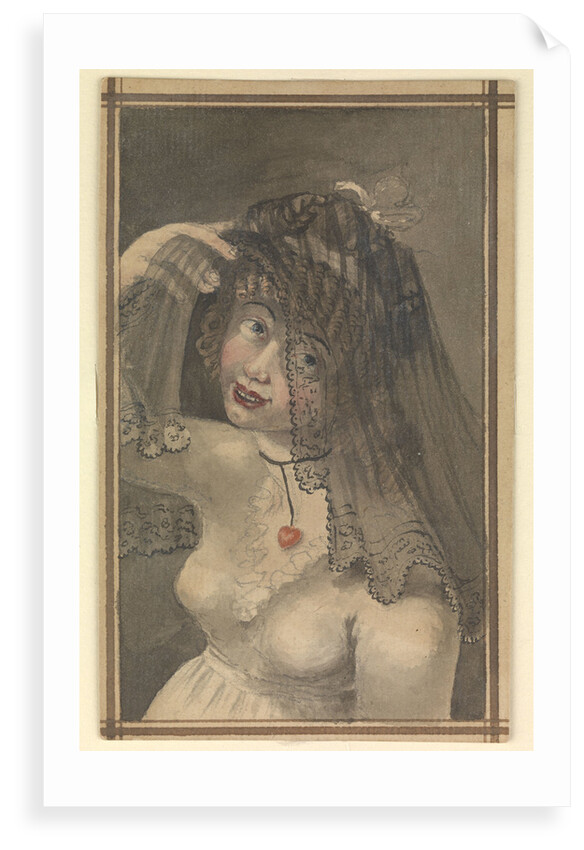 Half-length view of a girl in a white dress and black veil by Gabriel Bray