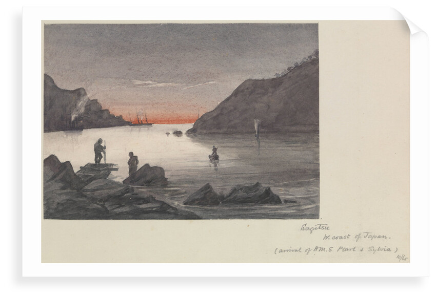 The arrival of HMS 'Pearl' and 'Sylvia' at Sakitsu Ura, Amakasu Island, Japan by James Henry Butt