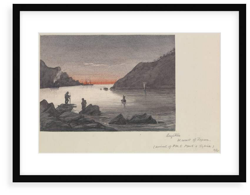 The arrival of HMS 'Pearl' and 'Sylvia' at Sakitsu Ura, Amakasu Island, Japan by James Henry Butt