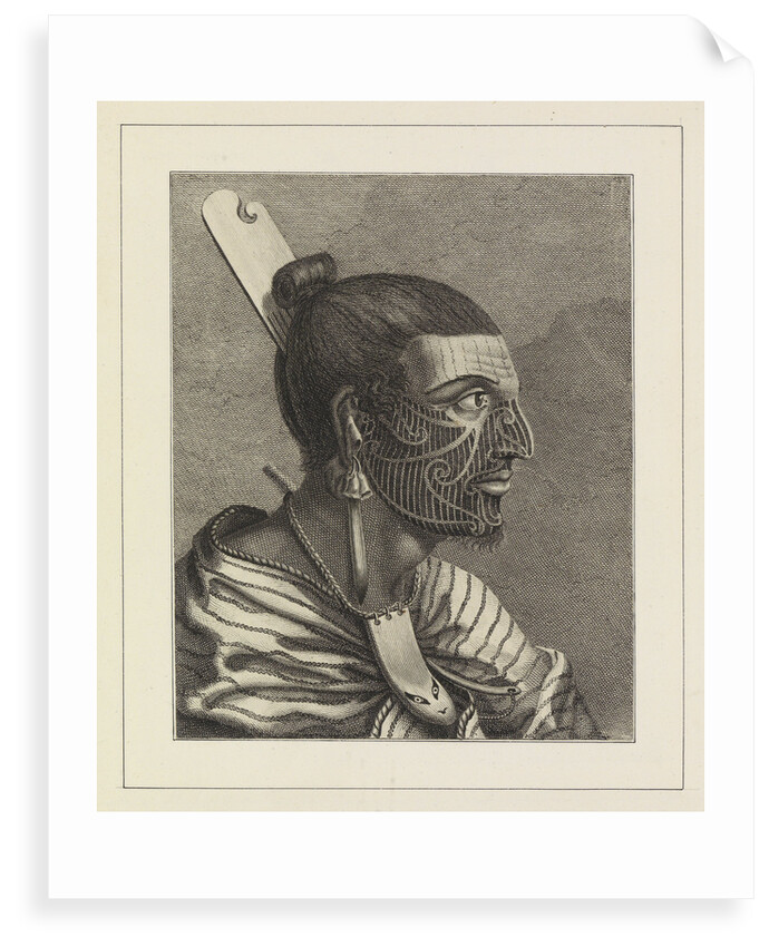 Head of a New Zealander, with a comb in his hair by Sydney Parkinson