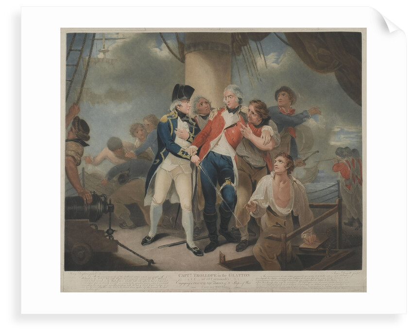 Capt. Trollope in the 'Glatton', of 54 Carronades Engaging a French Squadron of 8 Ships of war carrying 230 guns by James Daniell