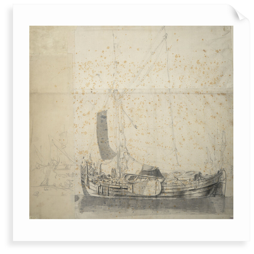 Study of a wijdschip lying at a buoy by Willem van de Velde the Elder