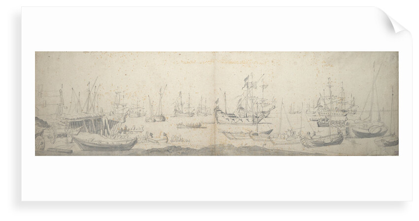 Weyschuits, a kaag and Dutch men-of-war in the Texel, 1643 by Willem van de Velde the Elder