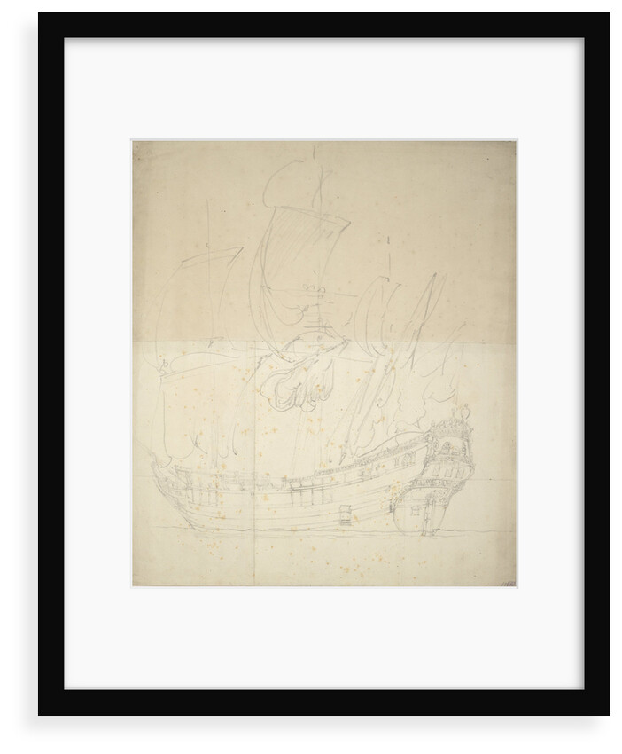 Portrait of the 'Leopard', 6 guns, was a fireship, purchased in 1672 and expended in 1673. by Willem van de Velde the Elder