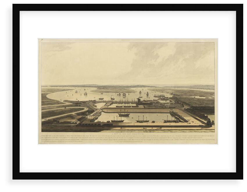 A view of the East India Docks by William Daniell