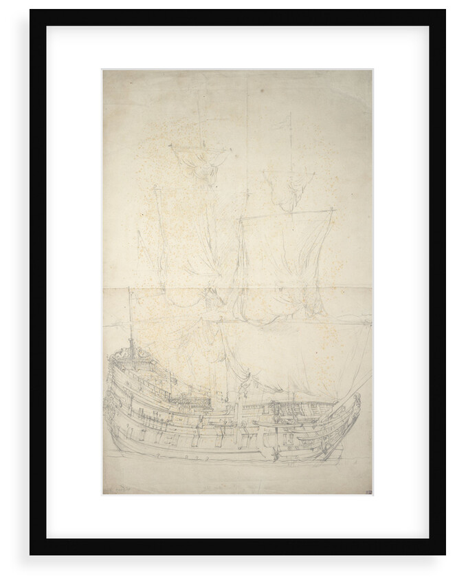 Portrait of the 'Groote Herder', 38 guns, possibly built in 1665 and is last mentioned in 1667. by Willem van de Velde the Elder