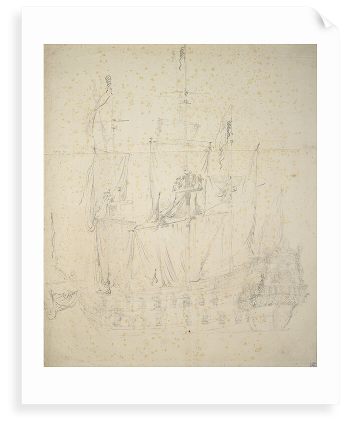 Portrait of the Utrecht? about 50 guns by Willem van de Velde the Elder