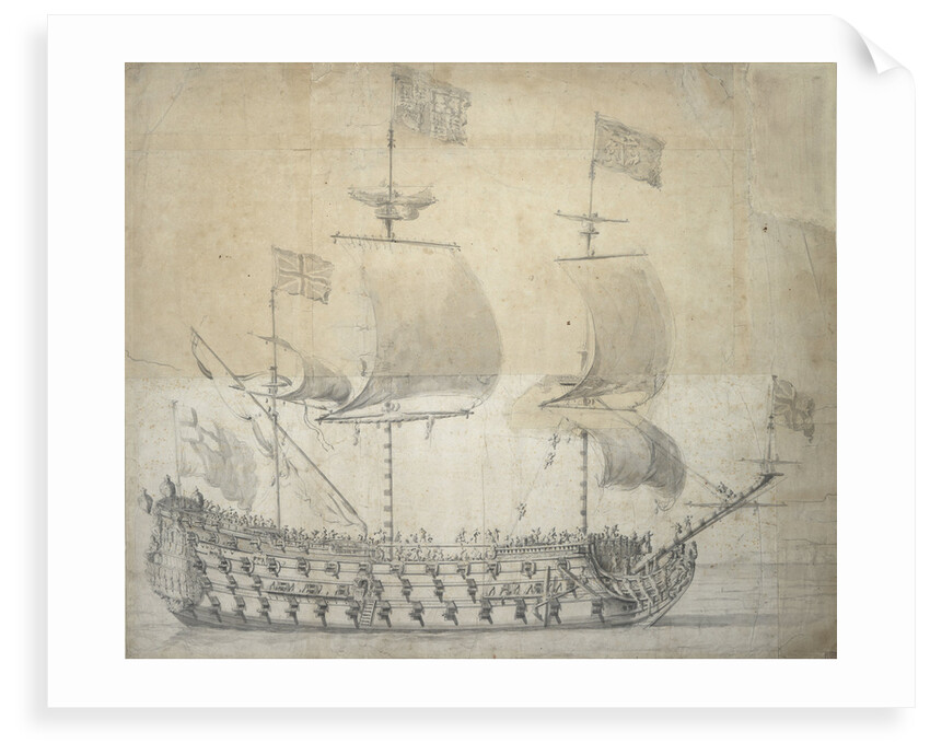 Portrait of the 'Britannia', 100 guns, built in 1682 and rebuilt in 1700 by Willem van de Velde the Elder