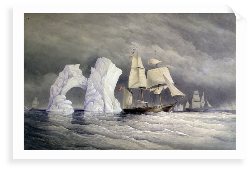 HMS 'Phoenix', 'Talbot' and 'Diligence' passing a remarkable iceberg by Edward Augustus Inglefield