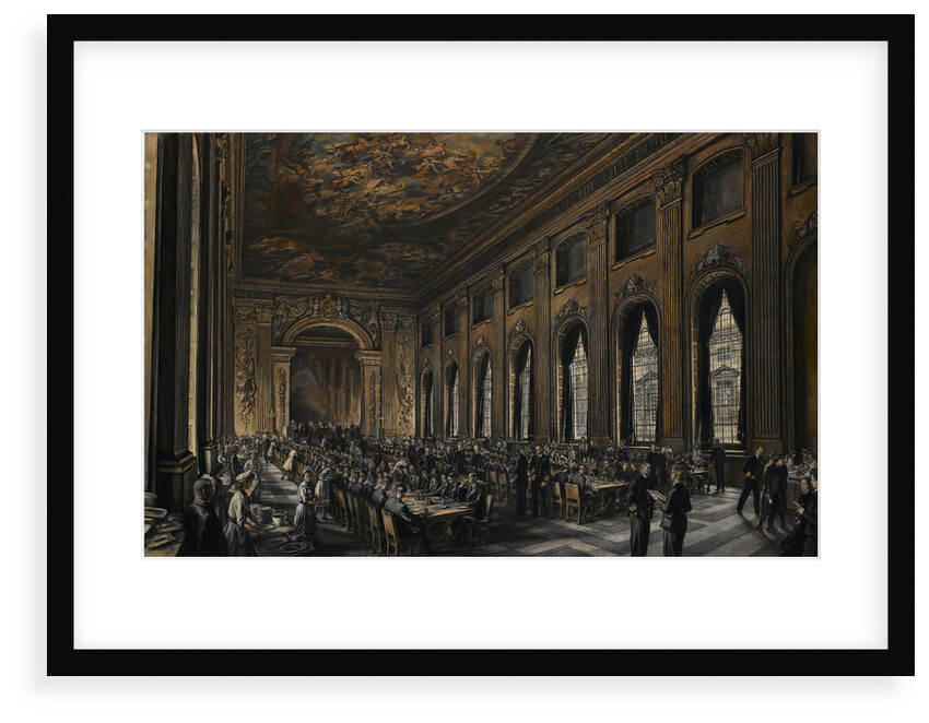 Officers dining in the Painted Hall during WWII by Muirhead Bone