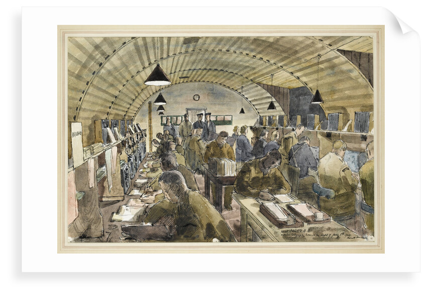 Naval C-in-C's HQ Wireless Telegraph Rooms in the night of 5 June 1944 by Barnett Freedman