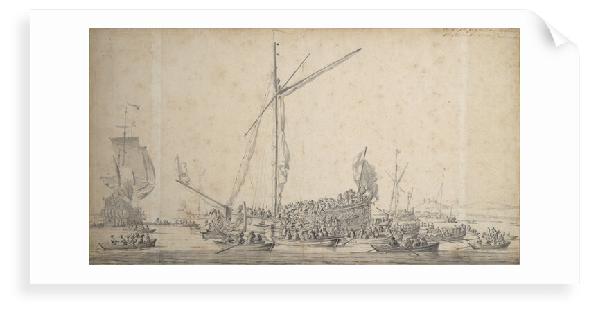 The embarkation of William of Orange and Princess Mary at Margate in November 1677 on their return to Holland after their marriage by Willem van de Velde the Elder