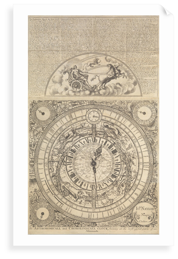 An Astronomical and Cronological Clock showing all the Most Usefull Parts of an Almanack by Jon Naylor