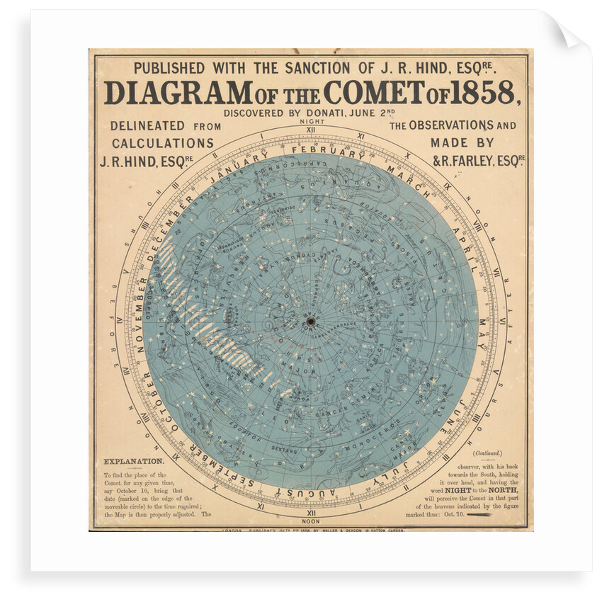 Diagram of the comet of 1858, discovered by Donati, 2 June by Waller & Deacon