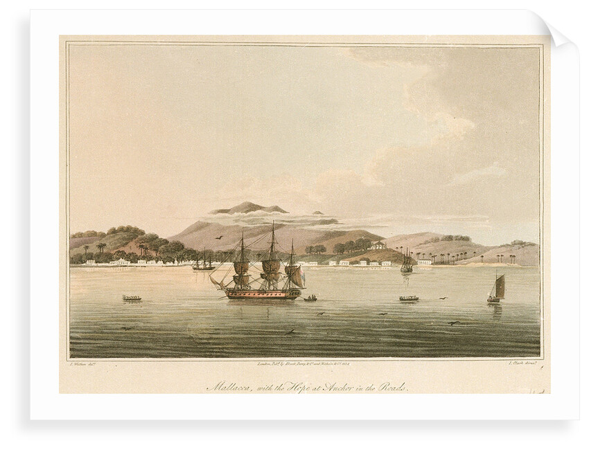 Mallacca, with the 'Hope' at anchor in the roads by James Wathen