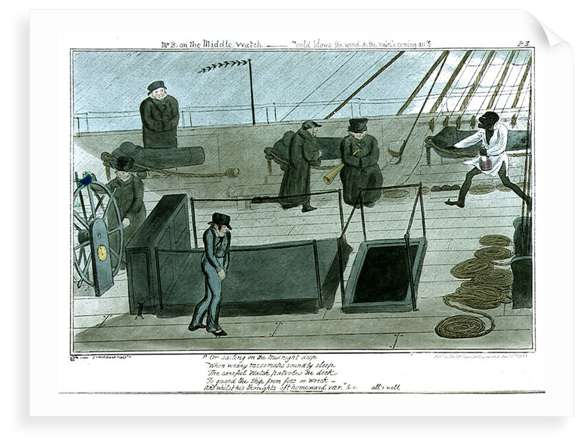 Mr B on the Middle Watch - cold blows the wind & the rain's coming on' by George Cruikshank