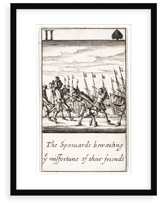 1588 Armada Playing Cards, II of Spades. 'The Spaniards bewailing ye missfortune of their friends' by unknown