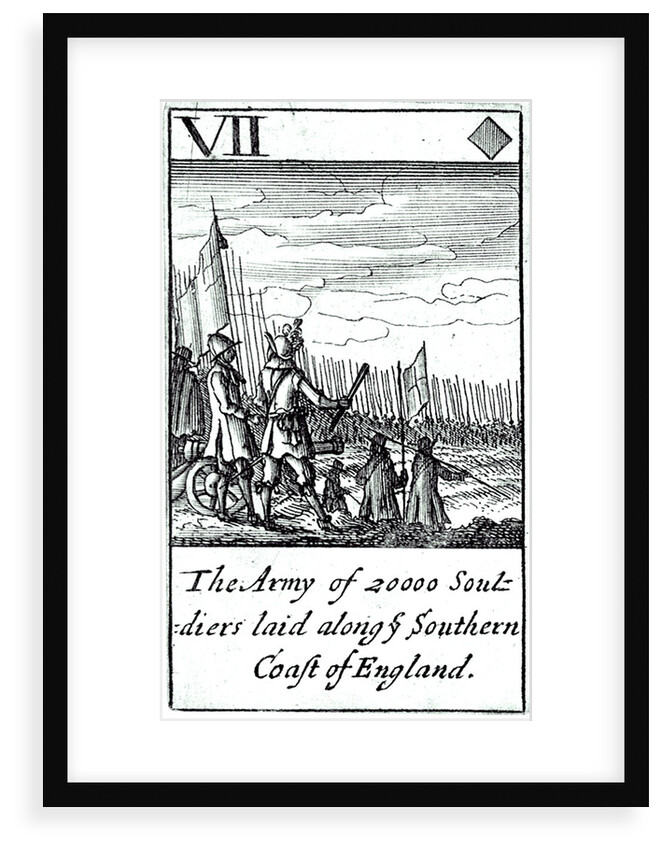 1588 Armada Playing Cards, VII of Diamonds. 'The Army of 20000 souldiers laid along ye Southern Coast of England' by unknown