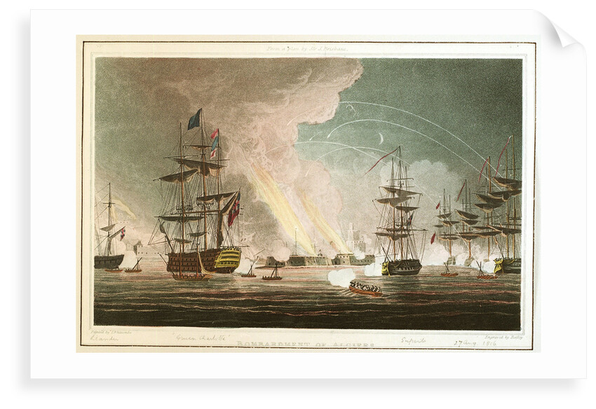 Bombardment of Algiers. From a plan by Sir J Brisbane by Thomas Whitcombe