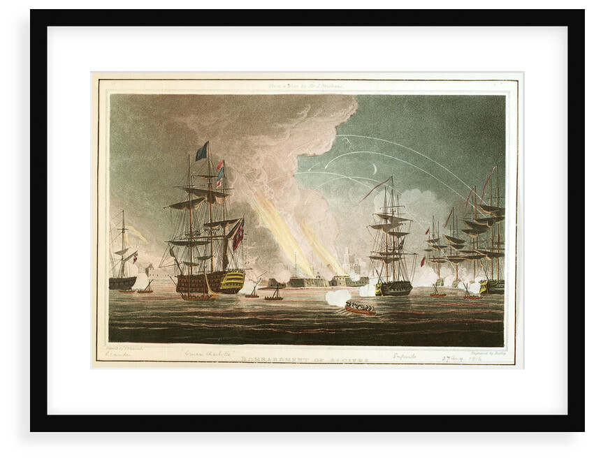 Bombardment of Algiers. From a plan by Sir J Brisbane by Thomas Whitcombe