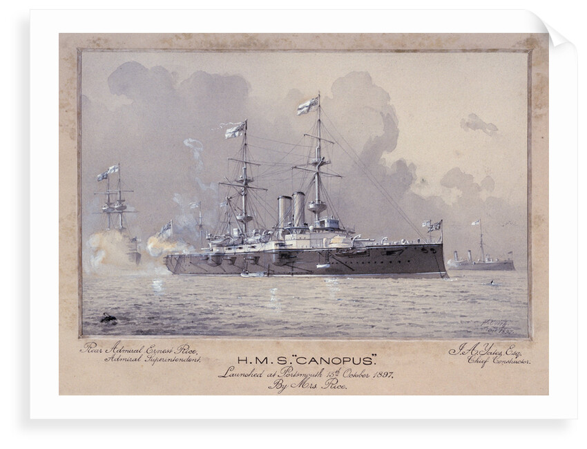 HMS 'Canopus' launched at Portsmouth 13 October 1897 by H. Coish