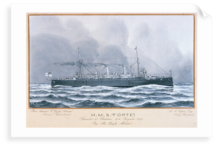 HMS 'Forte' launched at Chatham 9 December 1893 by P.A. Chinnery