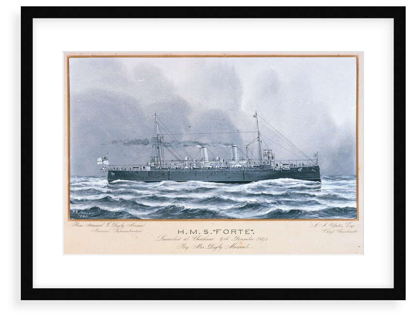 HMS 'Forte' launched at Chatham 9 December 1893 by P.A. Chinnery