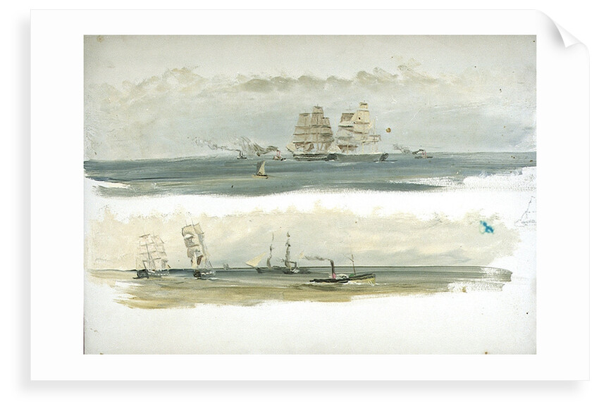 Two Studies of Ships and Tugs by William Lionel Wyllie