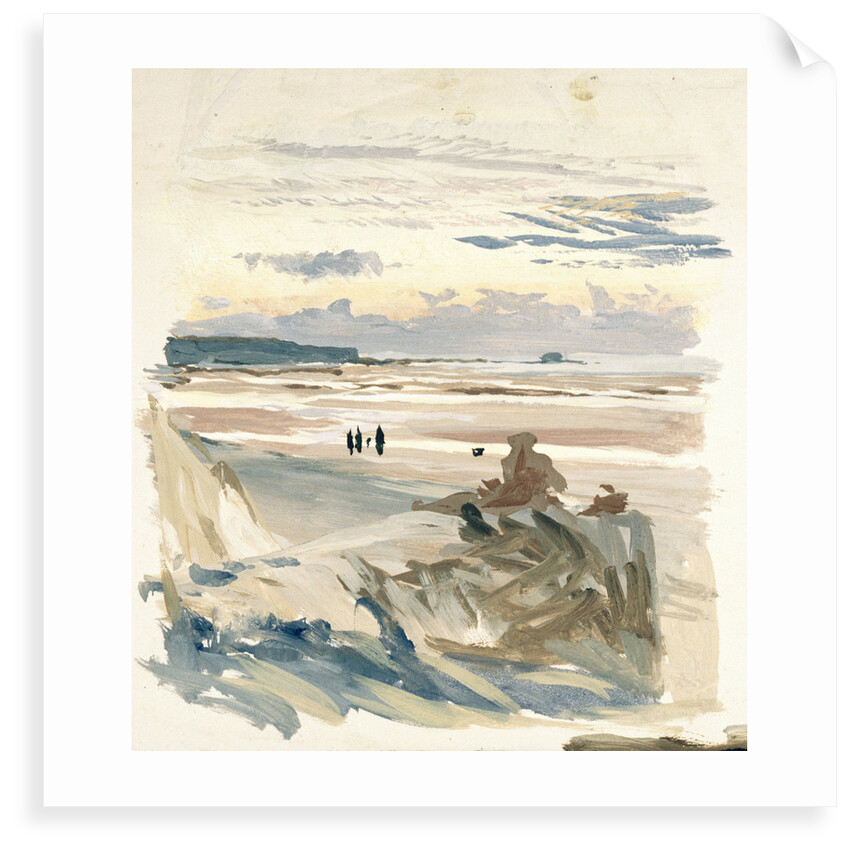 Figures on a beach, probably at Ambleteuse by William Lionel Wyllie