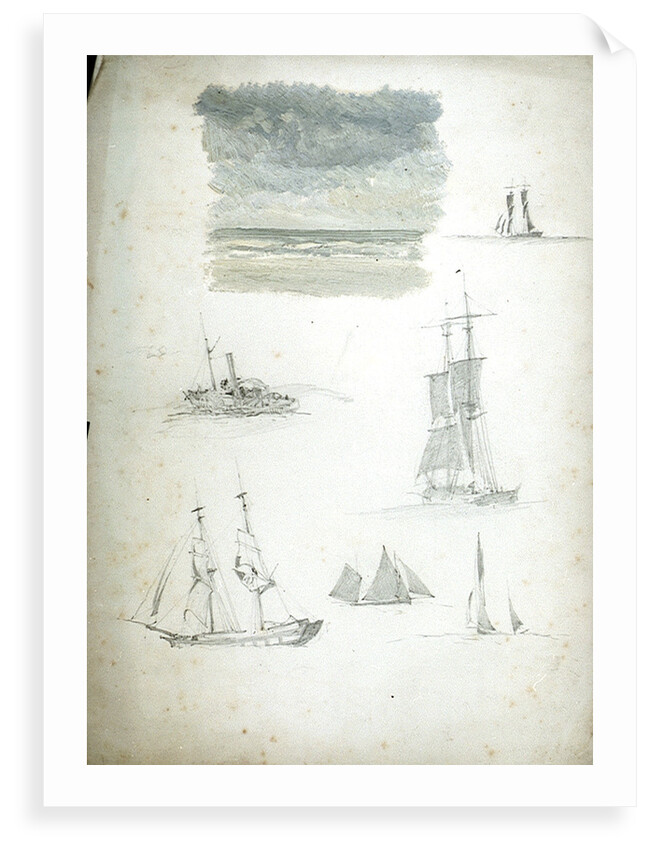 Study of Sea and Sky, Sailing Ships and a Paddle Steamer by William Lionel Wyllie