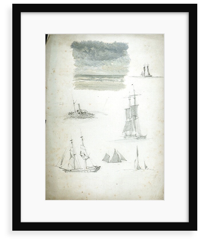 Study of Sea and Sky, Sailing Ships and a Paddle Steamer by William Lionel Wyllie