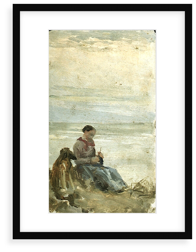 A Woman Seated in Sand Dunes Overlooking the Sea by William Lionel Wyllie
